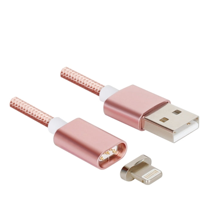 Weave Style 5V 2A 8 broches vers USB 2.0 Câble de données magnétique Longueur du câble : 1,2 m (Rose)