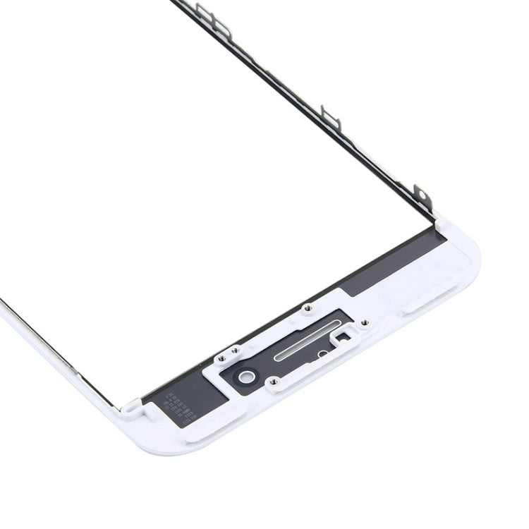 Lentille extérieure en verre d'écran avant avec cadre de lunette d'écran LCD avant pour iPhone 7 Plus (Blanc)
