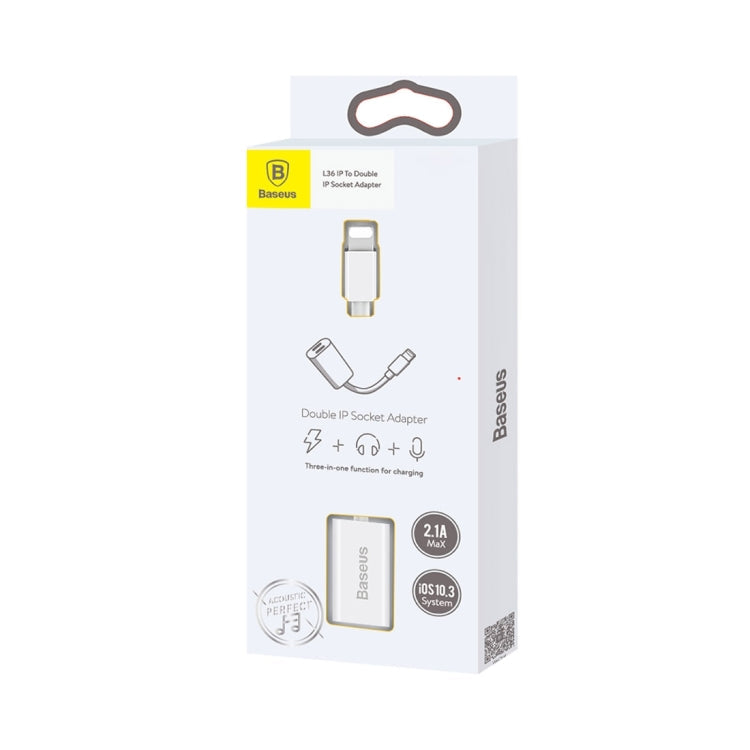 BASOUS L36 0.12M 2.1A 8 PIN to Two 8-Pin Charge and Data Transfer Adapter Suitable for iPhone 7 and 7 Plus / iPhone 6 and 6s (White)