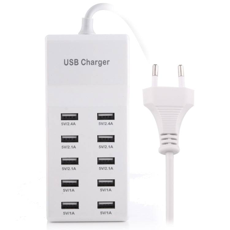 Adaptador de Cargador USB de 5V 2.4A / 2.1A / 1A / 2.1A / 1A Enchufe de la UE (Blanco)