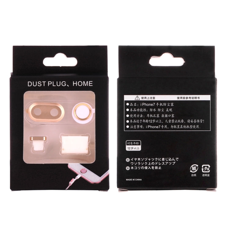 For iPhone 7 Plus Dust Plug with Home Key Loop and Camera Lens (Gold)