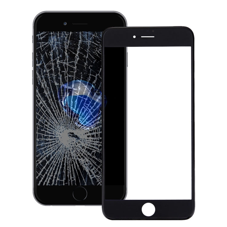 Lente de Cristal Exterior de Pantalla Frontal con Marco de Bisel de Pantalla LCD Frontal y Adhesivo OCA Transparente Para iPhone 7 Plus (Negro)