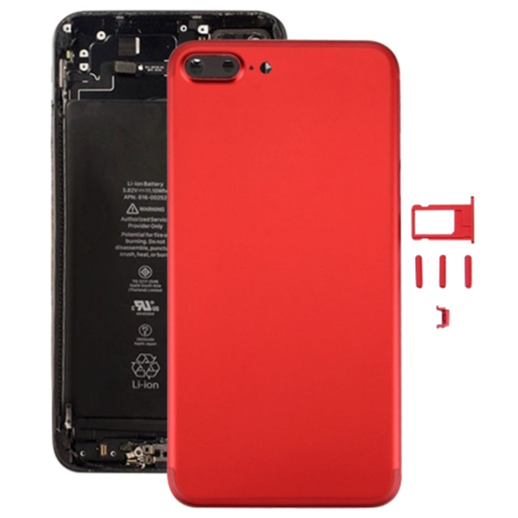 6 en 1 Para iPhone 7 Plus (Tapa de Batería (con Lente de Cámara) + Bandeja de Tarjeta + Tecla de Control de Volumen + Botón de Encendido + Interruptor de Silencio Tecla Vibradora + Señal) Cubierta de Carcasa de Ensamblaje Completo (Rojo)