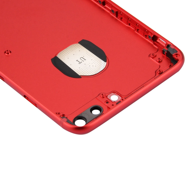 6 en 1 Para iPhone 7 Plus (Tapa de Batería (con Lente de Cámara) + Bandeja de Tarjeta + Tecla de Control de Volumen + Botón de Encendido + Interruptor de Silencio Tecla Vibradora + Señal) Cubierta de Carcasa de Ensamblaje Completo (Rojo)