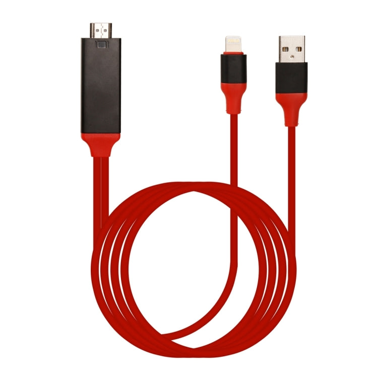 Longueur du câble adaptateur mâle 8 broches vers HDMI et USB mâle : 2 m (rouge)