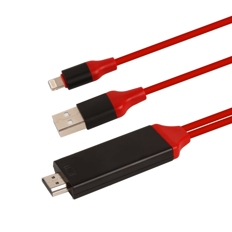 8 Pin Male to HDMI and USB Male Adapter Cable length: 2m (Red)