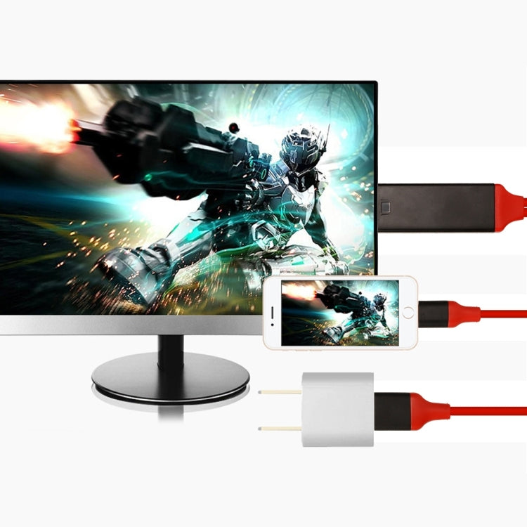 Longueur du câble adaptateur mâle 8 broches vers HDMI et USB mâle : 2 m (rouge)