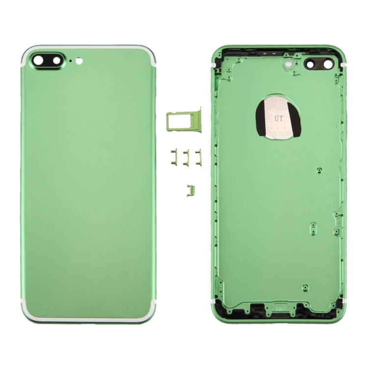 6 en 1 Para iPhone 7 Plus (Tapa de Batería + Bandeja de Tarjeta + Tecla de Control de Volumen + Botón de Encendido + Interruptor de Silencio Tecla Vibradora + Señal) Cubierta de la Carcasa de Montaje Completo (Verde + Blanco)