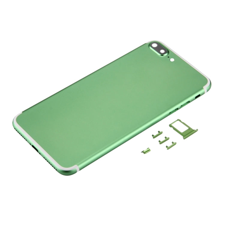 6 en 1 Para iPhone 7 Plus (Tapa de Batería + Bandeja de Tarjeta + Tecla de Control de Volumen + Botón de Encendido + Interruptor de Silencio Tecla Vibradora + Señal) Cubierta de la Carcasa de Montaje Completo (Verde + Blanco)