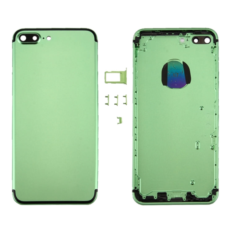 6 en 1 Para iPhone 7 Plus (Tapa de Batería + Bandeja Para Tarjetas + Tecla de Control de Volumen + Botón de Encendido + Interruptor de Silencio Tecla Vibradora + Señal) Cubierta de la Carcasa de Ensamblaje Completo (Verde + Negro)