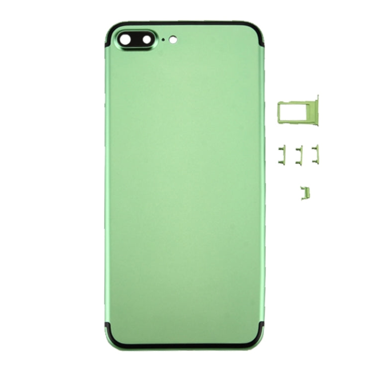 6 en 1 pour iPhone 7 Plus (couvercle de batterie + plateau de carte + touche de contrôle du volume + bouton d'alimentation + interrupteur de sourdine touche de vibration + signal) couvercle de boîtier d'assemblage complet (vert + noir)