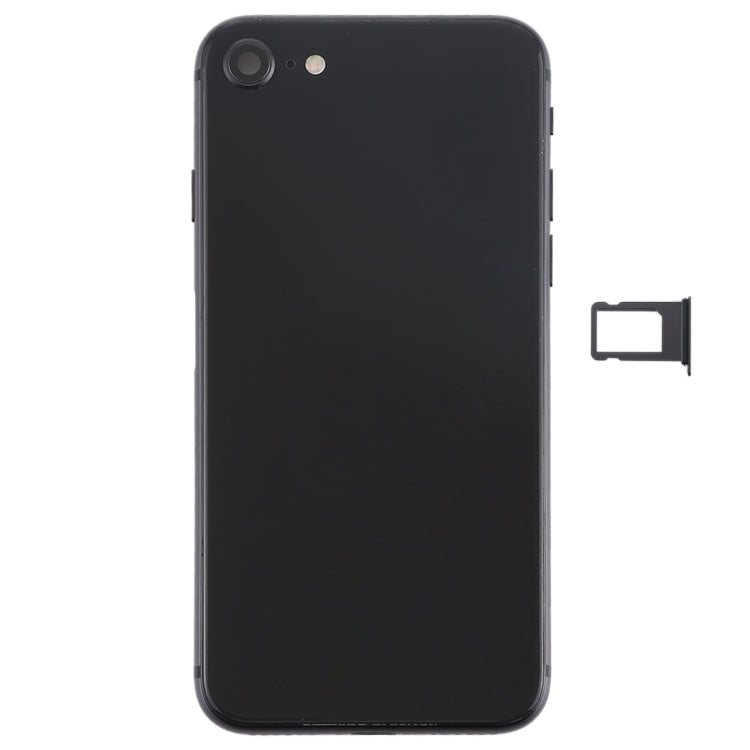 Battery Back Cover Assembly with Side Keys Vibrator Loudspeaker and Power Button + Volume Button Flex Cable and Card Tray for iPhone 8 (Black)