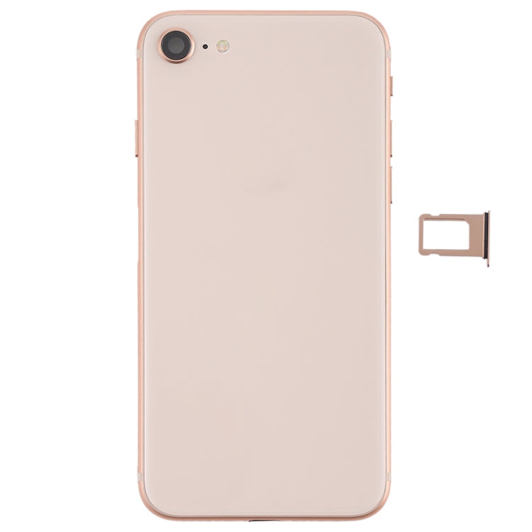 Battery Back Cover Assembly with Side Keys Vibrator Speaker and Power Button + Volume Button Flex Cable and Card Tray for iPhone 8 (Rose Gold)