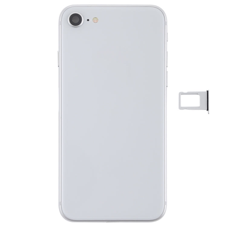 Battery Back Cover Assembly with Side Keys Vibrator Loudspeaker and Power Button + Volume Button Flex Cable and Card Tray for iPhone 8 (Silver)