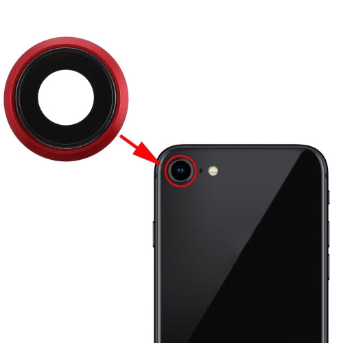 Lunette de caméra arrière avec couvercle d'objectif pour iPhone 8 (rouge)