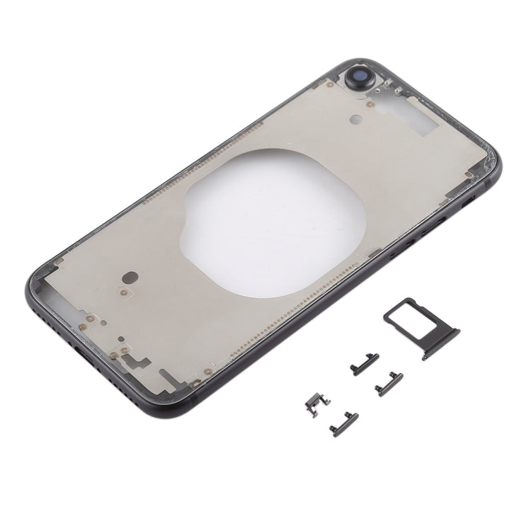 Carcasa Trasera Transparente con Lente de Cámara y Bandeja de Tarjeta SIM y Teclas Laterales Para iPhone 8 (Negro)