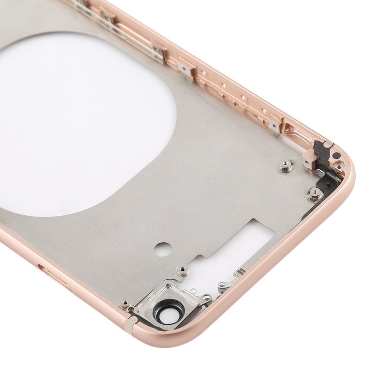 Coque arrière transparente avec objectif de caméra et plateau de carte SIM et touches latérales pour iPhone 8 (or)