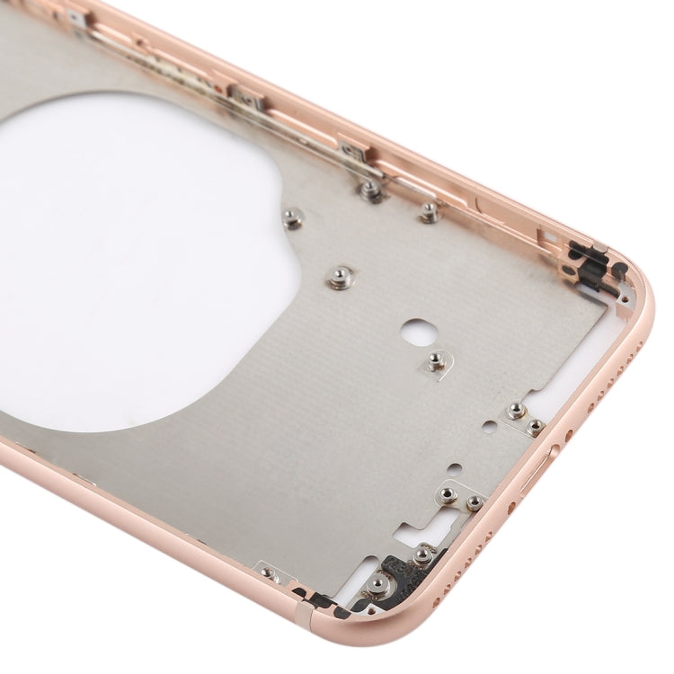 Carcasa Trasera Transparente con Lente de Cámara y Bandeja de Tarjeta SIM y Teclas Laterales Para iPhone 8 (Dorado)