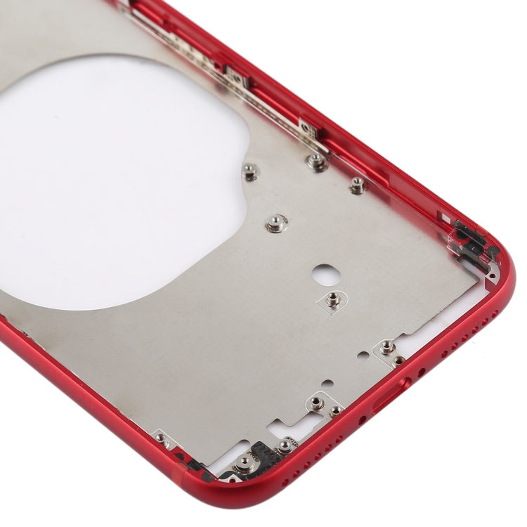 Carcasa Trasera Transparente con Lente de Cámara y Bandeja de Tarjeta SIM y Teclas Laterales Para iPhone 8 (Rojo)