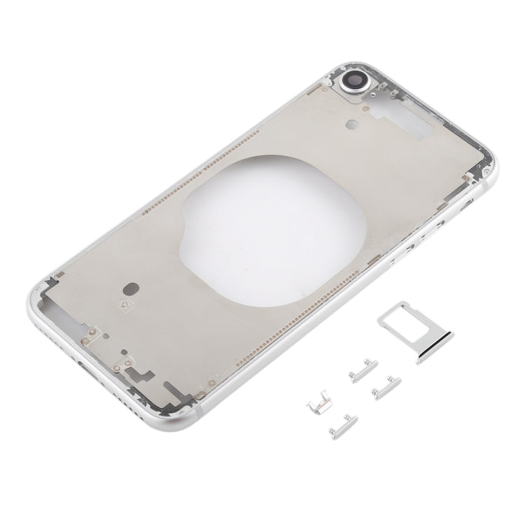 Coque arrière transparente avec objectif de caméra et plateau de carte SIM et touches latérales pour iPhone 8 (Blanc)