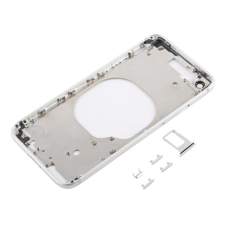 Coque arrière transparente avec objectif de caméra et plateau de carte SIM et touches latérales pour iPhone 8 (Blanc)