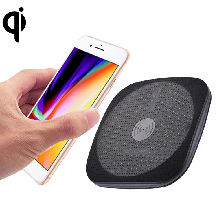 5V 1A Universal Square Qi Standard Fast Wireless Charger with Indicator Light (Black)