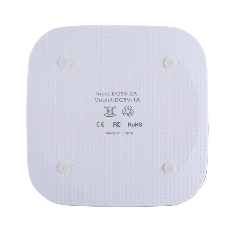 5V 1A Universal Square Qi Standard Fast Wireless Charger con luz indicadora (Blanco)