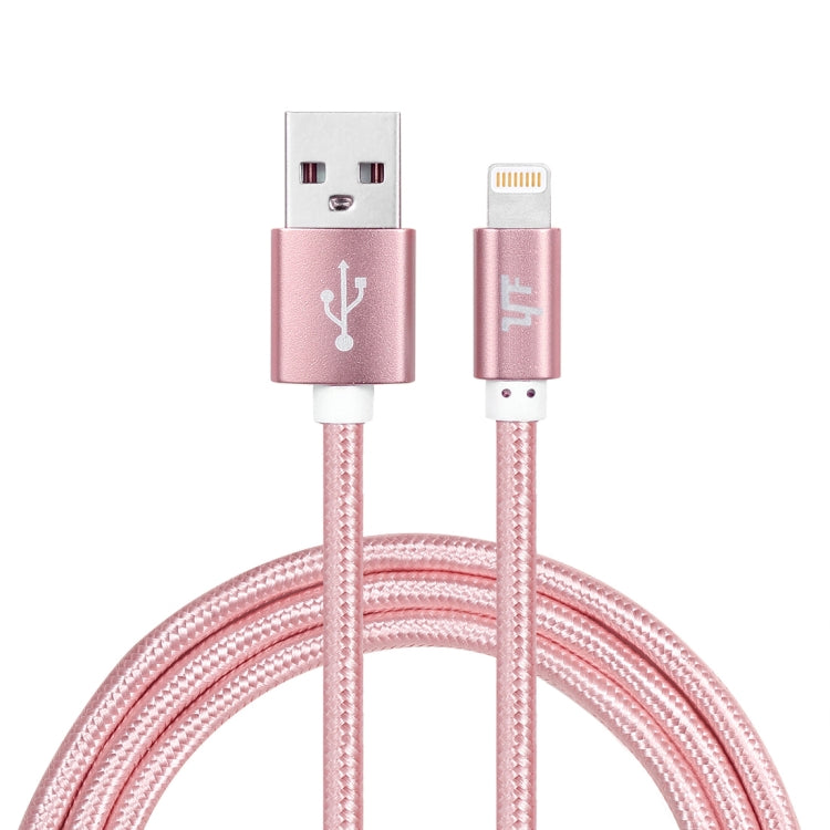 YF-MX02 1M 2.4A MFI Certified 8 pin to USB Nylon Weave Style Data Syncing Charging Cable For iPhone 11 Pro Max / iPhone 11 Pro / iPhone 11 / iPhone XR / iPhone XS MAX / iPhone X &amp; XS / iPhone 8 &amp; 8 Plus / iPhone 7 and 7 Plus (Rose Gold)