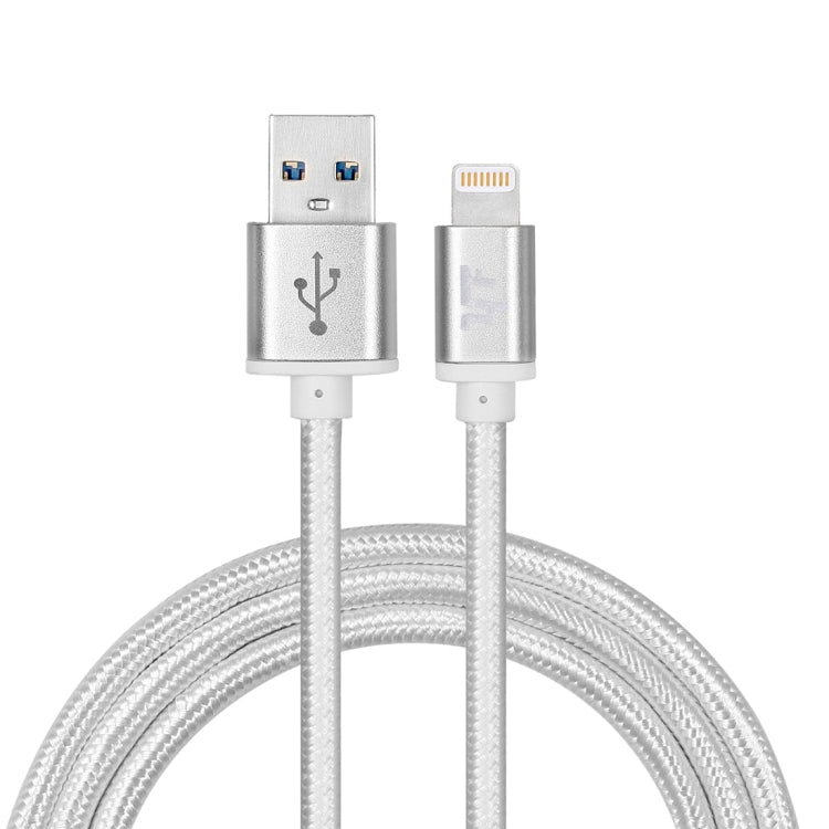 YF-MX02 1M 2.4A MFI Certified 8 pin to USB Nylon Weave Style Data Syncing Charging Cable For iPhone 11 Pro Max / iPhone 11 Pro / iPhone 11 / iPhone XR / iPhone XS MAX / iPhone X &amp; XS / iPhone 8 &amp; 8 Plus / iPhone 7 and 7 Plus (Silver)