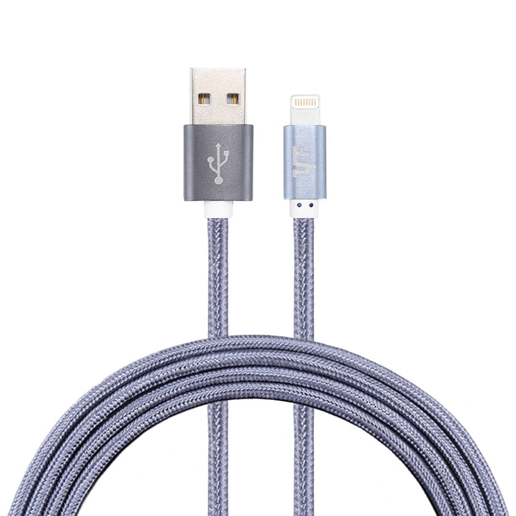 YF-MX03 2M 2.4A MFI Certificado 8 pin a USB Nylon Weave Style Cable de Carga de Sincronización de Datos (Gris)