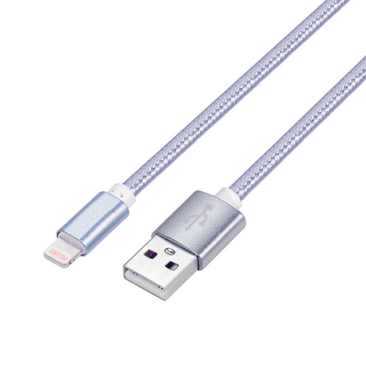 YF-MX03 2M 2.4A MFI Certified 8 pin to USB Nylon Weave Style Data Sync Charging Cable (Grey)
