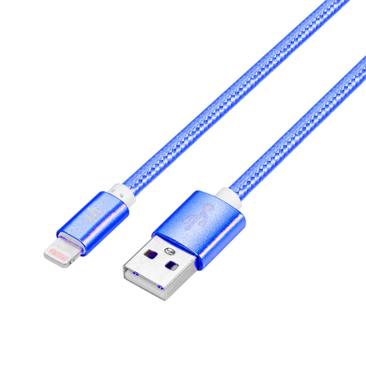 YF-MX03 2M 2.4A MFI Certificado 8 pin a USB Nylon Weave Style Cable de Carga de Sincronización de Datos (Azul)