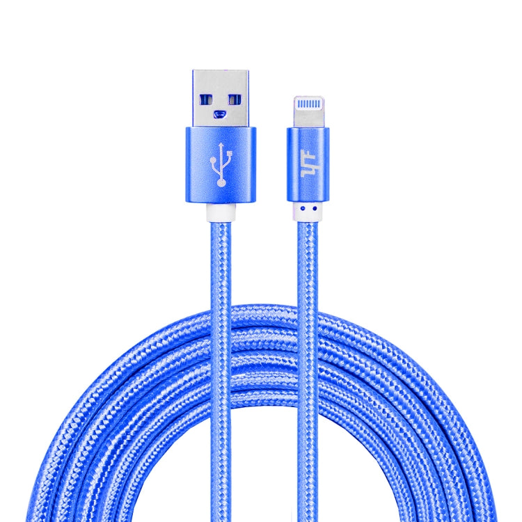 YF-MX04 3M 2.4A Câble de chargement de synchronisation de données de style tissage en nylon certifié MFI 8 broches vers USB (Bleu)