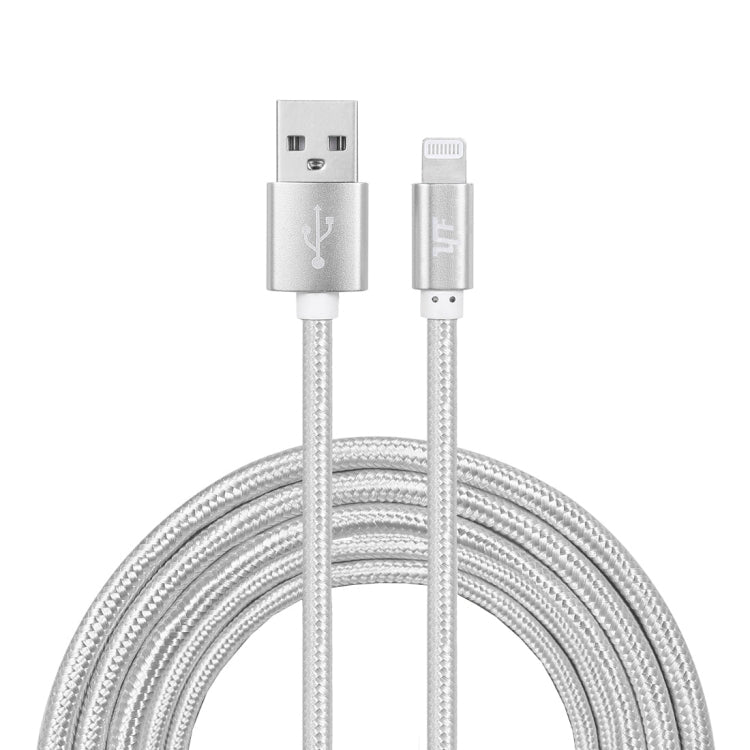 YF-MX04 3M 2.4A Certifié MFI 8 broches vers USB Nylon Weave Data Sync Câble de chargement (Argent)