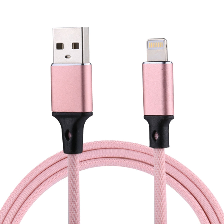 Câble de chargement de synchronisation de données en tissu nylon 1M 2A USB vers 8 broches (rose)