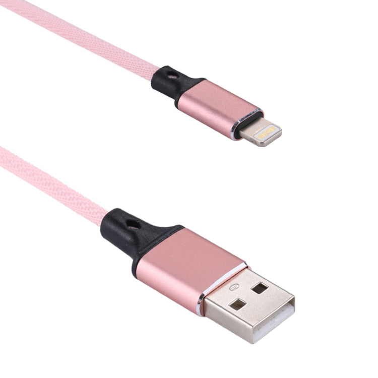 1M 2A USB a 8 Pines Cable de Carga de Sincronización de Datos de tejido de Nylon (Rosa)