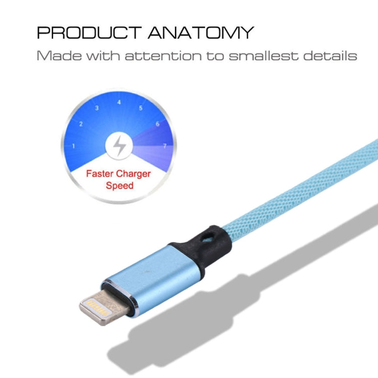 1M 2A USB a 8 Pines Cable de Carga de Sincronización de Datos de tejido de Nylon (Azul)