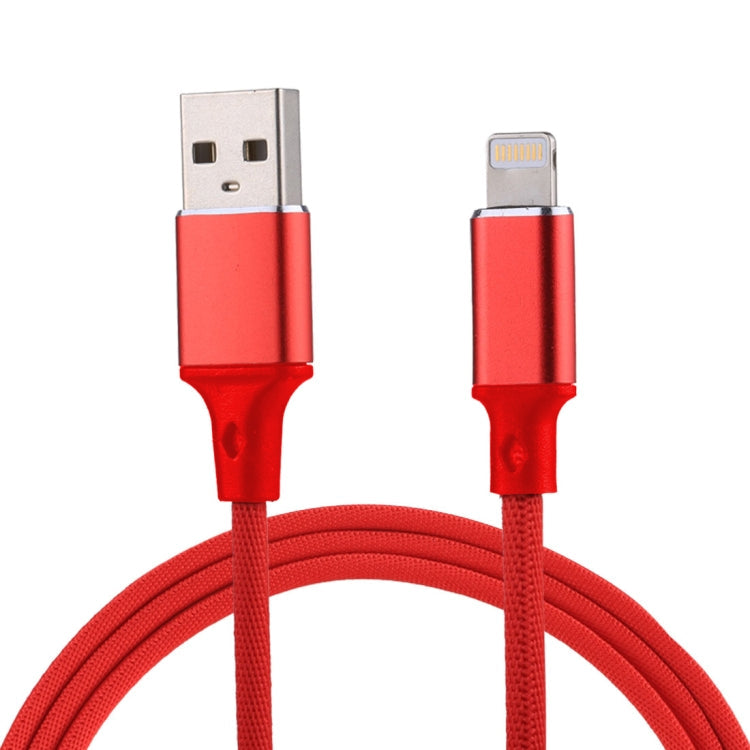 1M 2A USB a 8 Pines Cable de Carga de Sincronización de Datos de tejido de Nylon (Rojo)