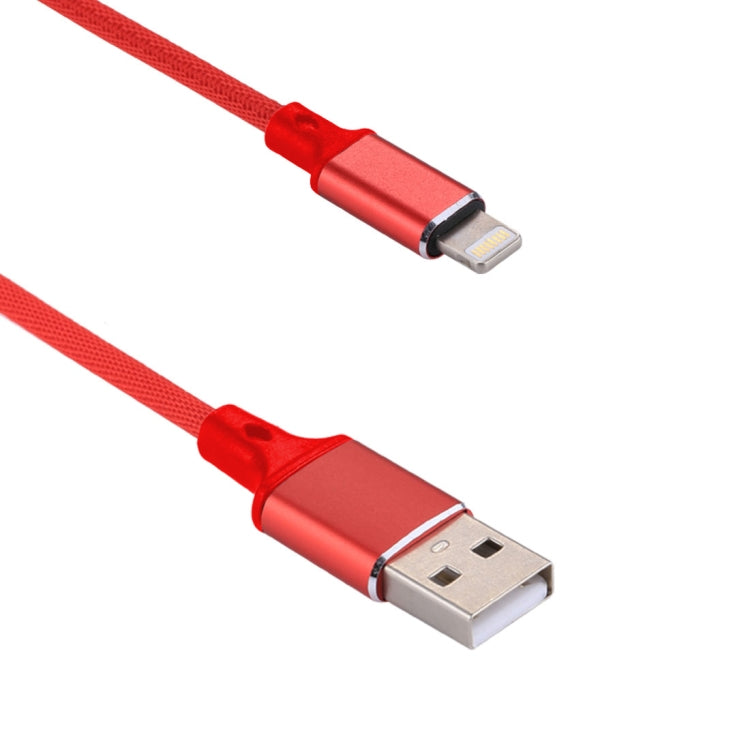Câble de charge de synchronisation de données en tissu nylon 1M 2A USB vers 8 broches (rouge)