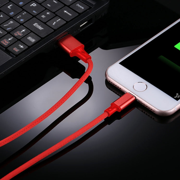 1M 2A USB a 8 Pines Cable de Carga de Sincronización de Datos de tejido de Nylon (Rojo)