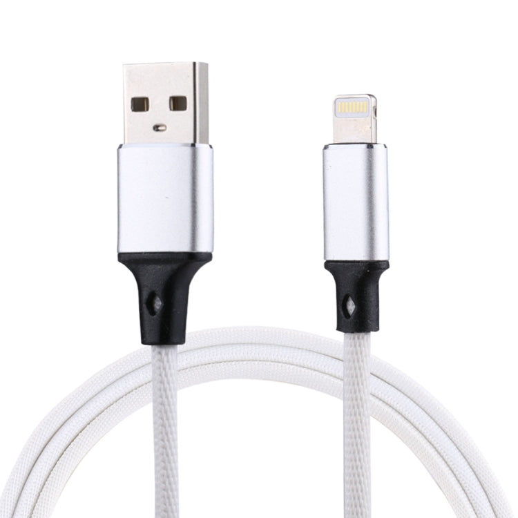 1M 2A USB a 8 Pines Cable de Carga de Sincronización de Datos de tejido de Nylon (Blanco)