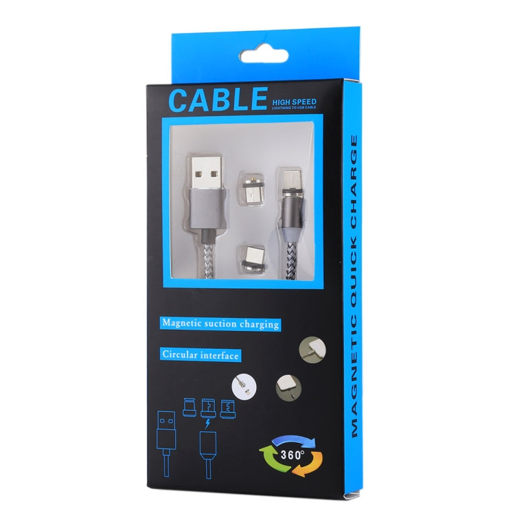 1.05m 8 pin + Micro USB + USB-C / Type-C to USB Data Sync Charging Cable with LED indicator