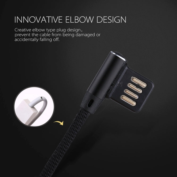 1m 2.4A USB Output to 8 Pin Double Elbow Design Nylon Weave Style Data Sync Charging Cable
