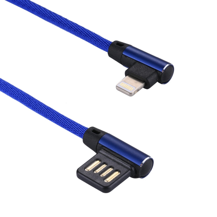 1 m 2,4 A USB-Ausgang auf 8-poliges Doppelwinkel-Design, Nylongewebe, Datensynchronisierungs-Ladekabel