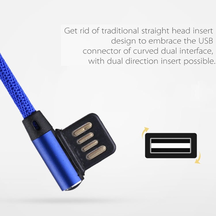 1m 2.4A Salida USB a Cable de Carga de Sincronización de Datos de estilo de tejido de Nylon con diseño de codo Doble de 8 Pines