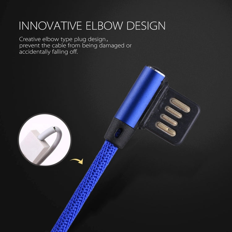 1m 2.4A Sortie USB vers 8 Broches Double Coude Conception Nylon Weave Style Câble de Charge de Synchronisation des Données
