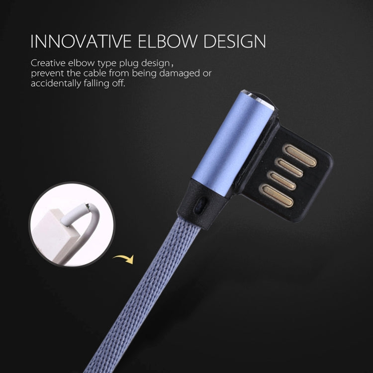 1m 2.4A Salida USB a Cable de Carga de Sincronización de Datos de estilo de tejido de Nylon con diseño de codo Doble de 8 Pines