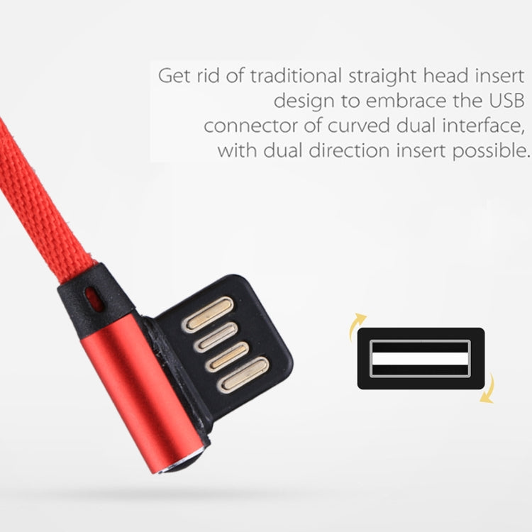 1m 2.4A Sortie USB vers 8 Broches Double Coude Conception Nylon Weave Style Câble de Charge de Synchronisation des Données