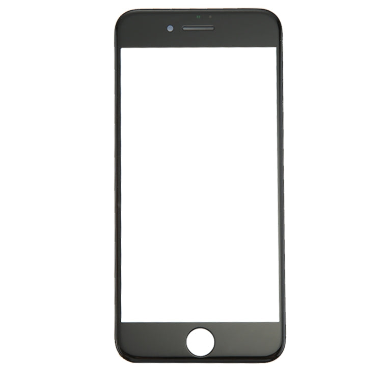 Lentille extérieure en verre d'écran avant avec cadre de lunette d'écran LCD avant pour iPhone 8 (noir)