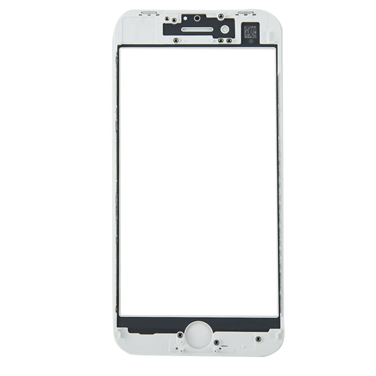 Lentille extérieure en verre d'écran avant avec cadre de lunette d'écran LCD avant pour iPhone 8 (blanc)
